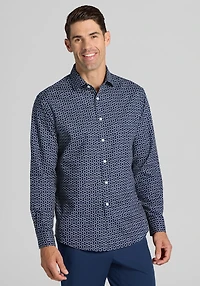 Men's Jos. A. Bank Tailored Fit Linen Blend Circle Casual Shirt at Jos. A. Bank, Blue/Navy