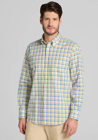 Men's Jos. A. Bank Tailored Fit Bold Check Casual Shirt at Jos. A. Bank, Yellow
