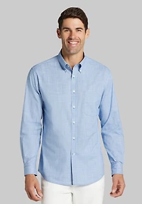 Men's Jos. A. Bank Tailored Fit Mini Houndstooth Button-Down Collar Casual Shirt at Jos. A. Bank, Blue