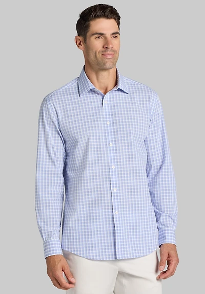Men's Jos. A Bank Tailored Fit Medium Plaid Casual Shirt at Jos. A. Bank, Blue