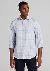 Men's Jos. A. Bank Tailored Fit Windowpane Check Casual Shirt at Jos. A. Bank, Blue