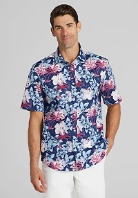 Men's Jos. A. Bank Tailored Fit Hawaiian Short Sleeve Casual Shirt at Jos. A. Bank, Blue/Navy