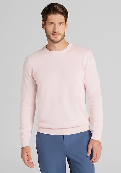 Men's Jos. A. Bank Tailored Fit Garment-Dyed Crew Neck Sweater at Jos. A. Bank, Orchid Pink