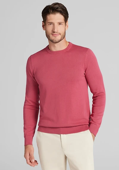 Men's Jos. A. Bank Tailored Fit Garment-Dyed Crew Neck Sweater at Jos. A. Bank, Burgundy/Red Bud
