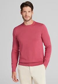 Men's Jos. A. Bank Tailored Fit Garment-Dyed Crew Neck Sweater at Jos. A. Bank, Burgundy/Red Bud