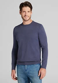 Men's Jos. A. Bank Tailored Fit Garment-Dyed Crew Neck Sweater at Jos. A. Bank, Blue/Navy Blazer
