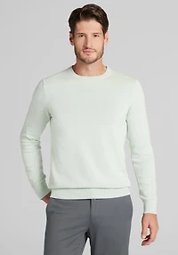 Men's Jos. A. Bank Tailored Fit Garment-Dyed Crew Neck Sweater at Jos. A. Bank, Green/Icy Morn