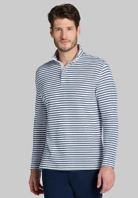 Men's Jos. A. Bank Tailored Fit Stripe Mock Polo at Jos. A. Bank, Blue/Navy