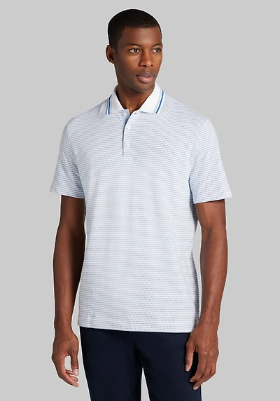 Men's Jos. A. Bank Tailored Fit Jacquard Tipped Polo at Jos. A. Bank, Bright White/Cream/White