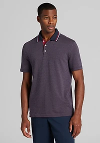 Men's Jos. A. Bank Tailored Fit Jacquard Tipped Polo at Jos. A. Bank, Blue/Navy Blazer