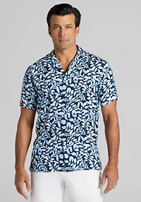 Men's Jos. A. Bank Tailored Fit Large Leaf Short Sleeve Casual Shirt at Jos. A. Bank, Blue