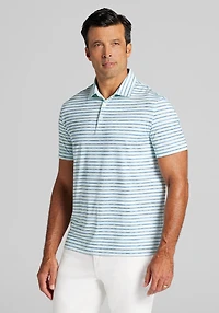 Men's Traveler® Collection Tailored Fit Space-Dye Stripe Performance Polo at Jos. A. Bank, Icy Morn/Multi