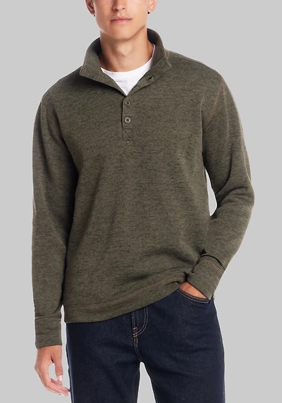 Men's Weatherproof Vintage Traditional Fit 1/4 Button Mock Neck Sweater at Jos. A. Bank, Green/Olive