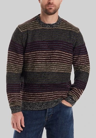 Men's Weatherproof Vintage Traditional Fit Mixed Stripe Crew Neck Sweater at Jos. A. Bank, Burgundy