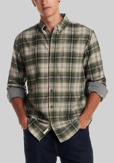 Men's Weatherproof Vintage Traditional Fit Plaid Flannel Shirt at Jos. A. Bank, Green