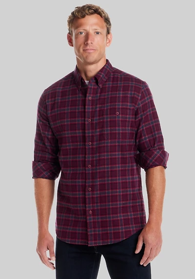 Men's Weatherproof Vintage Traditional Fit Holiday Flannel Shirt at Jos. A. Bank, Burgundy
