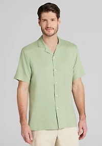 Men's Jos A. Bank Tailored Fit Short Sleeve Camp Shirt at Jos. A. Bank, Green/Sage