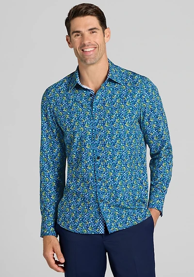 Men's Con. Struct Slim Fit Liberty Floral 4-Way Stretch Casual Shirt at Jos. A. Bank, Blue/Navy