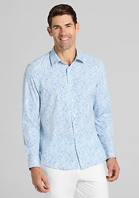 Men's Con. Struct Slim Fit Mini Floral 4-Way Stretch Casual Shirt at Jos. A. Bank, Light Blue