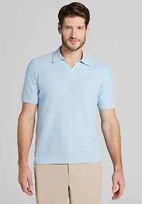 Men's Jos. A. Bank Tailored Fit Textured Johnny Collar Sweater at Jos. A. Bank, Blue/Windsurfer