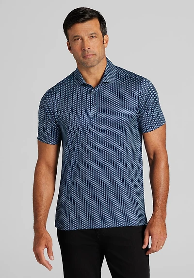 Men's Traveler® Collection Tailored Fit Medallion Performance Polo at Jos. A. Bank, Blue/Navy