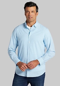 Men's Traveler® COOLMOTION Tailored Fit Mini Compass 4-way Stretch Casual Shirt at Jos. A. Bank, French Blue