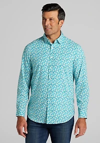 Men's Traveler® COOLMOTION Tailored Fit Mini Floral Casual Shirt at Jos. A. Bank, Multi/Teal