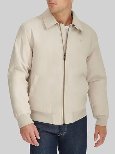 Men's Dockers Tailored Fit Micro Twill Golf Bomber Jacket at Jos. A. Bank, Cream/White