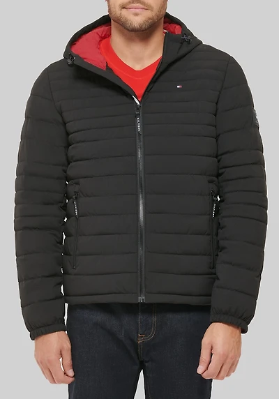 Men's Tommy Hilfiger Tailored Fit Lightweight Softshell Rain Jacket at Jos. A. Bank, Black