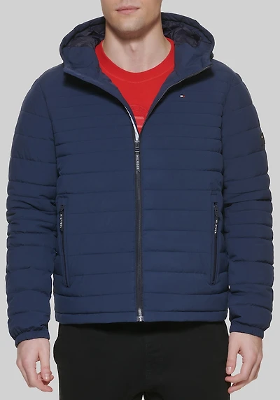 Men's Tommy Hilfiger Tailored Fit Lightweight Softshell Rain Jacket at Jos. A. Bank, Blue/Dark Navy