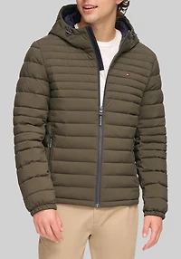 Men's Tommy Hilfiger Tailored Fit Lightweight Softshell Rain Jacket at Jos. A. Bank, Green/Olive