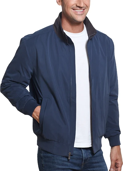 Men's Weatherproof Tailored Fit Microfiber Fleece-Lined Bomber Jacket at Jos. A. Bank, Blue/Navy