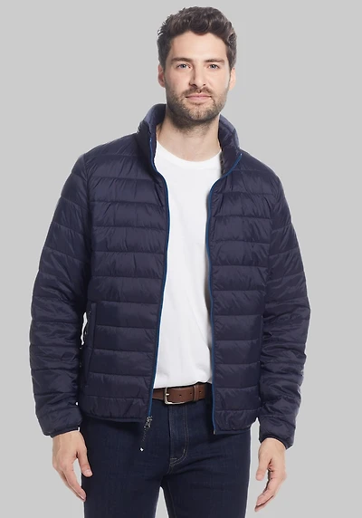 Men's Weatherproof Modern Fit Pillow Pac Puffer Jacket at Jos. A. Bank, Blue/Navy