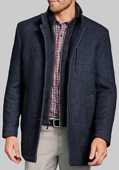Men's Johnston & Murphy Tailored Fit Bib Front Car Coat at Jos. A. Bank, Blue/Navy