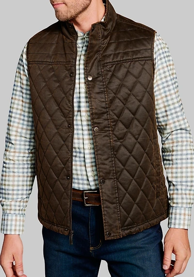 Men's Johnston & Murphy Tailored Fit Quilted Vest at Jos. A. Bank, Brown,