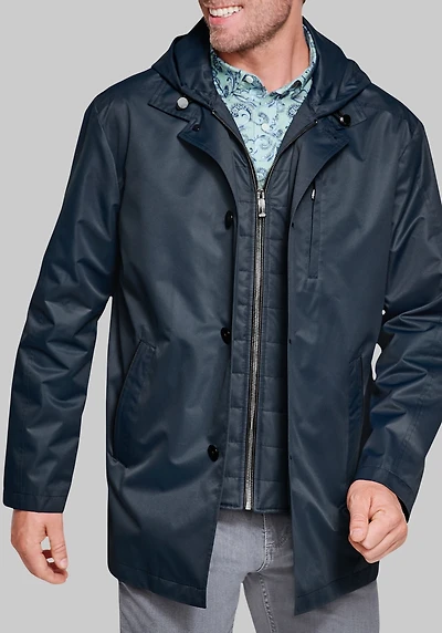 Men's Johnston & Murphy Upton Raincoat with Hood at Jos. A. Bank, Blue/Navy