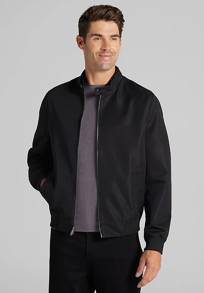 Men's Traveler® Collection Tailored Fit Bomber Jacket at Jos. A. Bank, Black