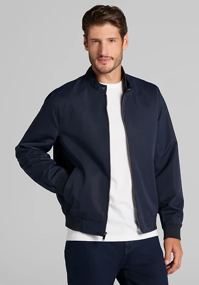 Men's Traveler® Collection Tailored Fit Bomber Jacket at Jos. A. Bank, Blue/Navy