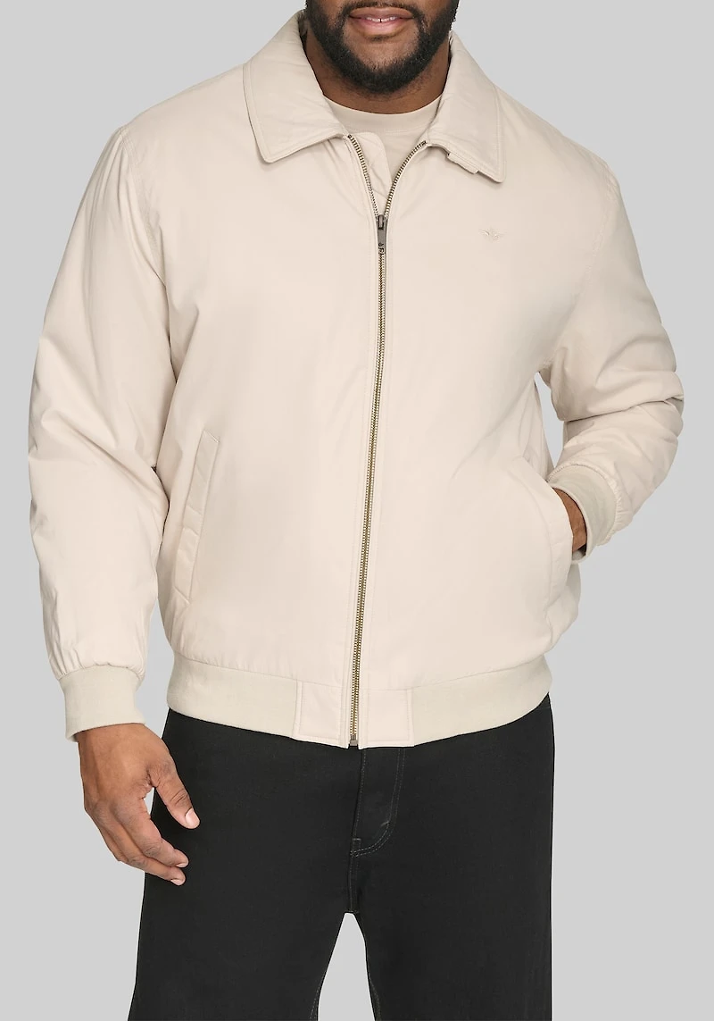 Men's Big & Tall Dockers Tailored Fit Micro Twill Golf Bomber Jacket at Jos. A. Bank, Cream/White