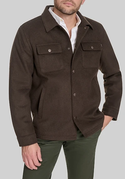 Men's Dockers Tailored Fit Sherpa Lined Shacket at Jos. A. Bank, Dark Brown