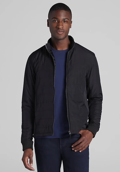 Men's Traveler® Collection Tailored Fit Mixed Media Soft Shell Jacket at Jos. A. Bank, Black