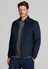 Men's Traveler® Collection Tailored Fit Mixed Media Soft Shell Jacket at Jos. A. Bank, Blue/Navy