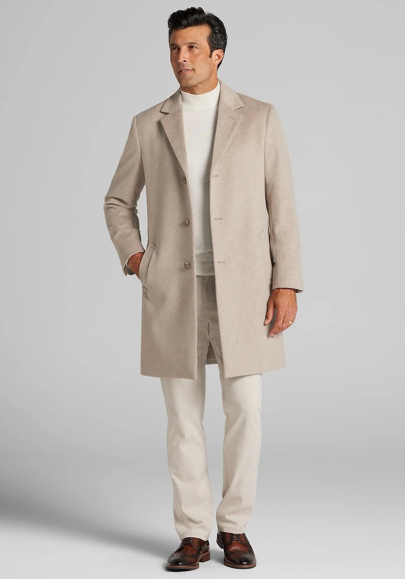 Men's Jos. A. Bank Traditional Fit Melange Overcoat at Jos. A. Bank, Oatmeal/Tan