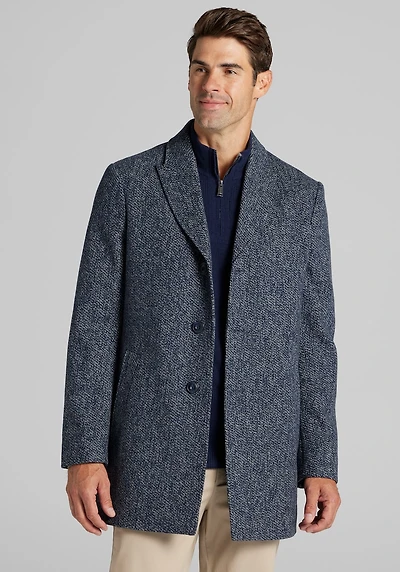 Men's Jos. A. Bank Tailored Fit Short Melange Overcoat at Jos. A. Bank, Blue/Navy/Sky