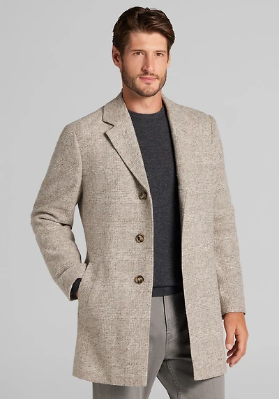 Men's Big & Tall Jos. A. Bank Tailored Fit Plaid Overcoat at Jos. A. Bank, Tan