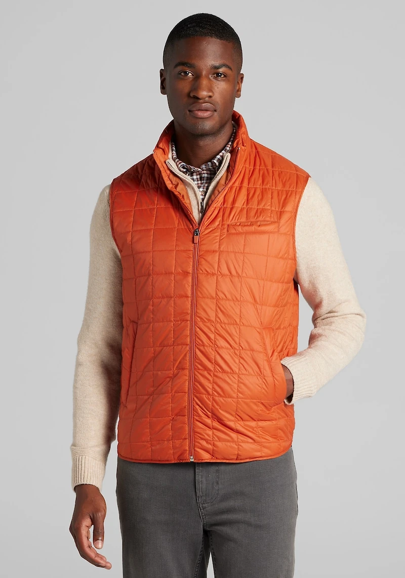 Men's Jos. A. Bank Tailored Fit Box Quilted Vest at Jos. A. Bank, Orange/Rooibos Tea