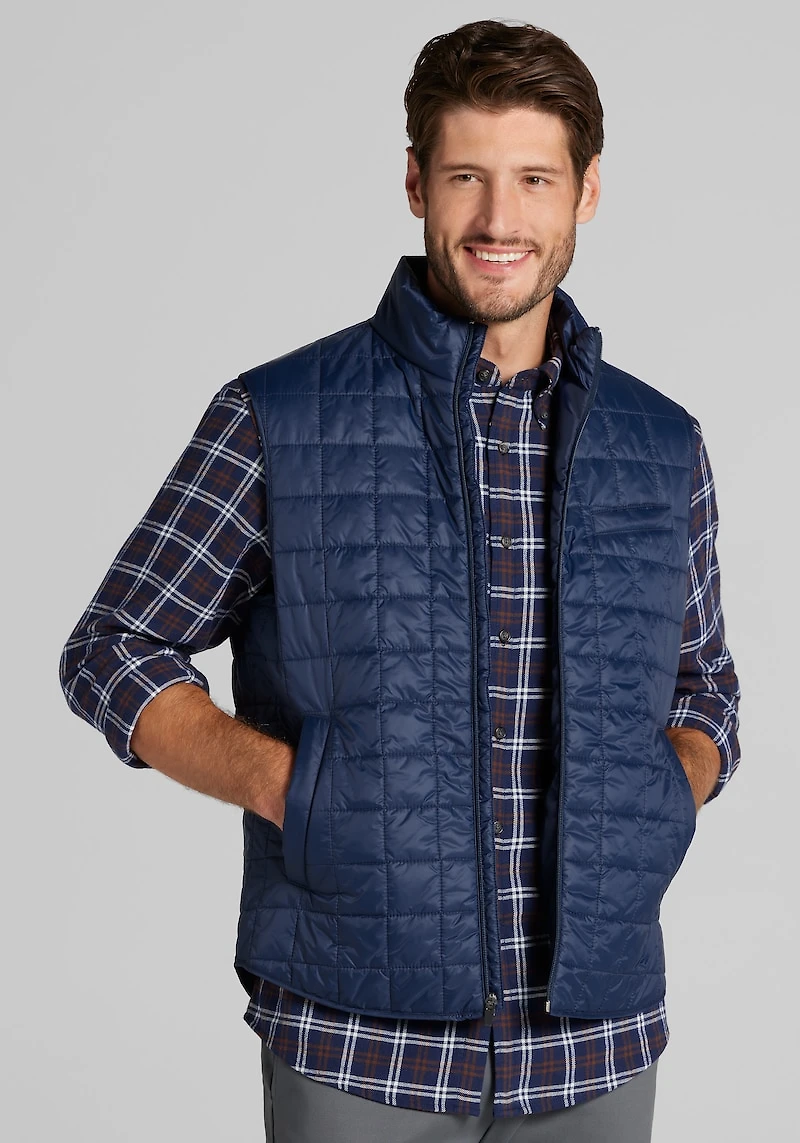 Men's Jos. A. Bank Tailored Fit Box Quilted Vest at Jos. A. Bank, Blue/Navy Blazer