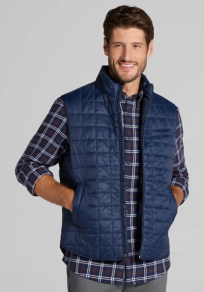 Men's Jos. A. Bank Tailored Fit Box Quilted Vest at Jos. A. Bank, Blue/Navy Blazer