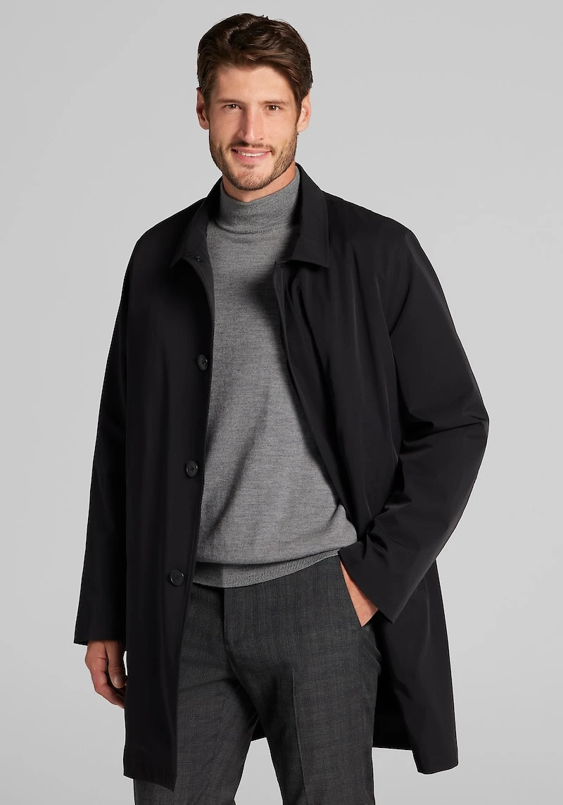 Men's Traveler® Collection Tailored Fit Stretch Raincoat with Liner at Jos. A. Bank, Black