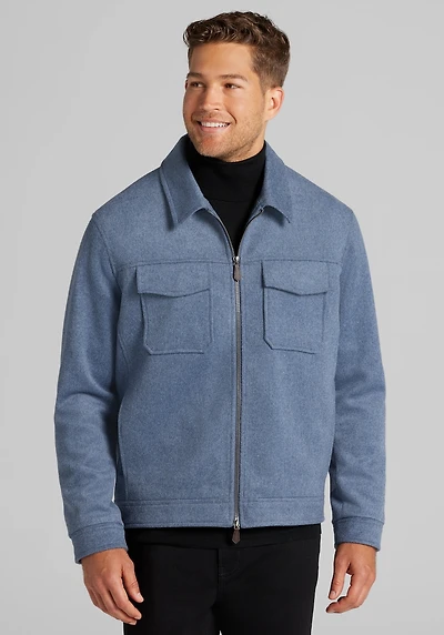 Men's Jos. A. Bank Tailored Fit Ike Bomber Jacket at Jos. A. Bank, Blue